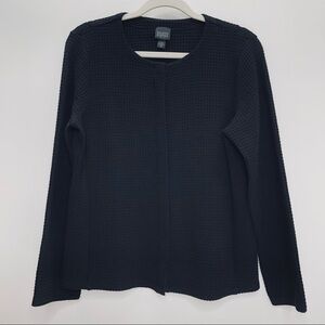 Eileen Fisher black waffle knit cardigan